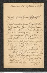 Nachlass Franz Steindachner, Brief von Wilhelm Mörth an Franz Steindachner (24.09.1894), Inv.Nr. 352.05, Seite 1